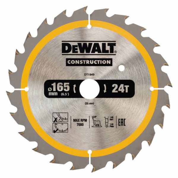 Диск пильний 165 мм CONSTRUCTION DeWALT DT1949