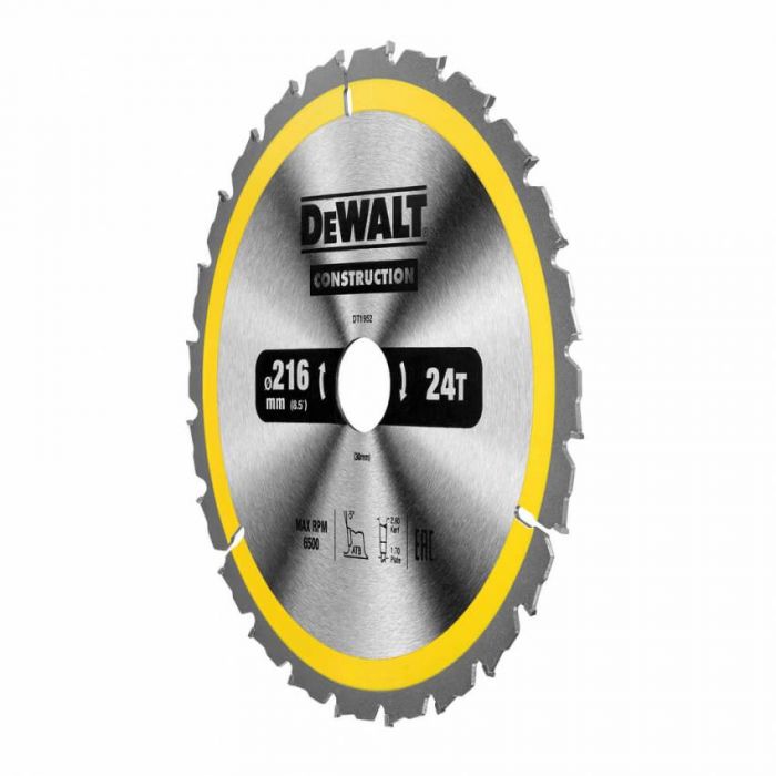 Диск пильний CONSTRUCTION DeWALT DT1952, 216 мм 30 мм; 24