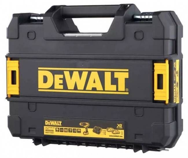 Дриль-шуруповерт акумуляторний безщітковий DeWALT DCD777D2T, безщеточний, ненаголошений, XR Li-Ion 18 В, 2 Ач, 65 Нм, 500-1750 об/хв, патрон 13 мм швидкозатискний, кількість швидкостей - 2, вага 1,1. пристрій, валіза